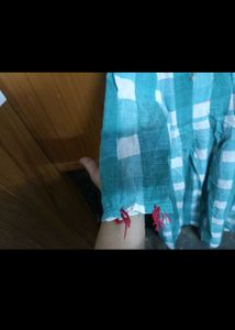 Green &amp; White Checkered Kurta