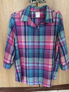 Vibrant Plaid Button-Up Shirt