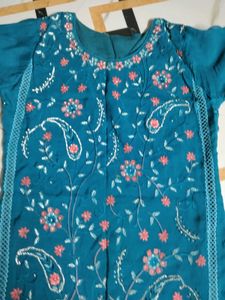 Beautiful Teal Embroidered Kurta Set