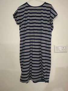 Striped Navy Blue Midi Dress