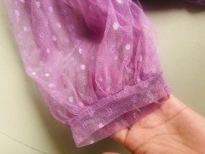 Purple Polka Dot Puff Sleeve Top