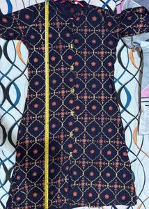 Elegant Navy Blue Printed Kurta