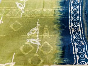 Blue &amp; olive green cotton stylish Saree
