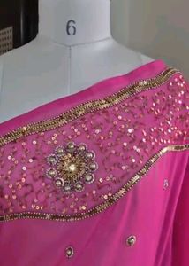 Y2K Pink Embroidered Saree 💗