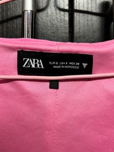 Zara Pink Square Neck Sleeveless Top