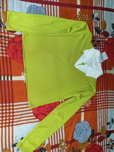 Lime Green Long Sleeve Top with Collar very new to