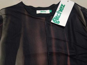 Y2k Abstract Print Bell Sleeves Mesh Top