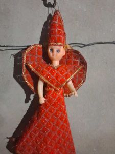 Vintage Doll in Red Traditional Outfit