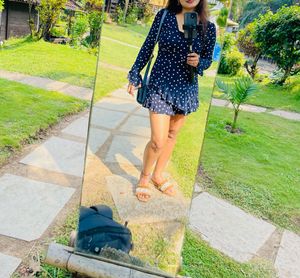 Chic Navy Polka Dot Mini Dress