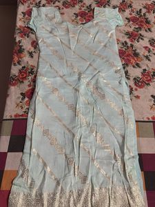 Light Blue Kurta with Gold Print