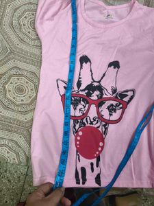 Cute Giraffe Graphic Pink T-Shirt for 8-9 years