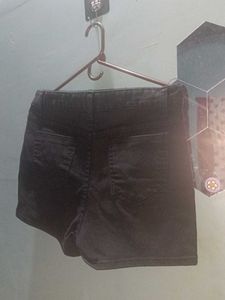Black Denim High-Waisted Shorts