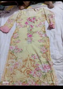 Patchwork suit with chiffon dupatta