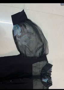 Chic Black Sheer Sleeve Dress