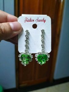 Green Heart Earrings