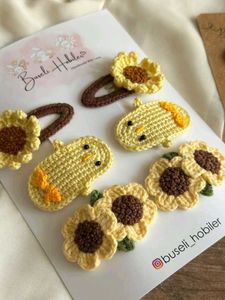 Handmade Crocheted Hair Clips