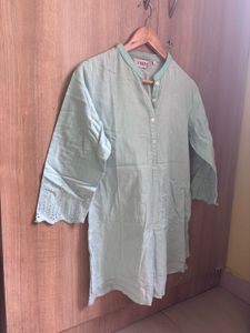 Biba Mint Green Embroidered Kurti - Size L