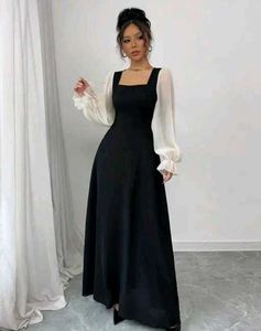 Elegant Black Maxi Dress with Puff Sleeves