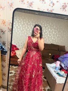 Stunning Red Embroidered Ethnic Gown❤️🎀🦋