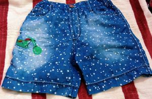 Star Print Denim Shorts