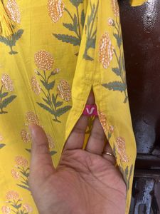 Vibrant Yellow Floral Print Kurta
