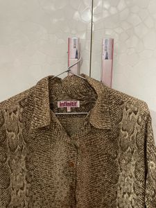 Snakeskin Print Cropped Jacket