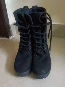 Black Lace-Up Combat Boots