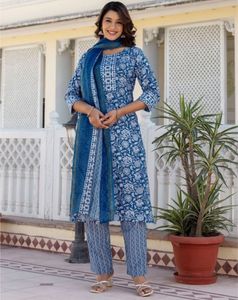 Blue Printed Kurta Set
