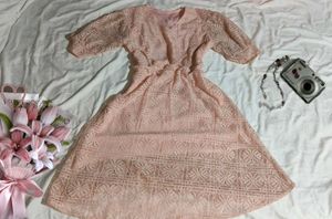 Chic Lace Dress with Belt