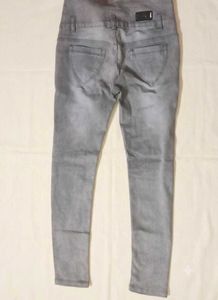 High-Waisted Grey Denim Jeans