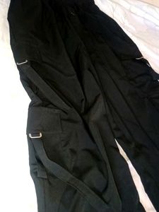Black Cargo Style Wide Leg Pants