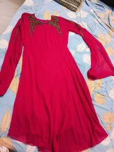 Beautiful Pink Kurta with Gold Embellishments
