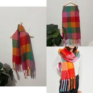 Colorful Plaid Scarf with Fringe