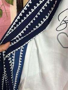 Chic Striped Long Shrug with White Top