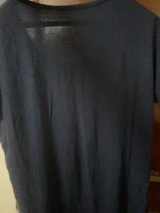 Navy Blue T-Shirt with Silver Graphic