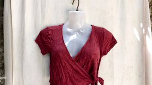 Chic Red Wrap Crop Top