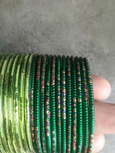 Green Beaded Bangles Set