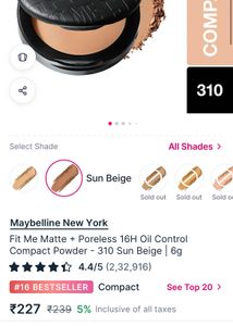 Maybelline new york compact powder: shade 220