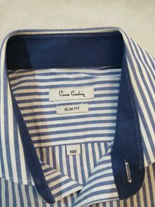 Men's Blue Striped Short Sleeve Shirt
