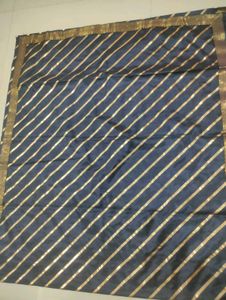 Elegant Navy Saree with Gold Stripes