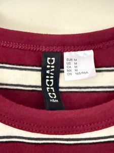 Maroon &amp; White Striped T-Shirt