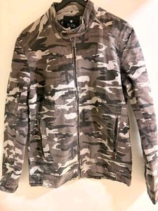 TuDe Grey Camouflage Cotton Jacket | Full Zip Casu