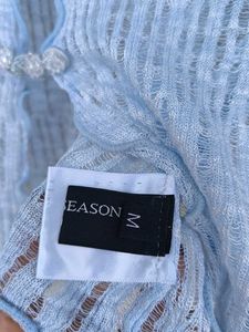 Light Blue Crochet Cardigan
