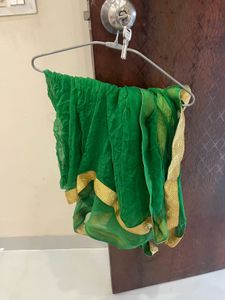 Green Dupatta with Gold Border