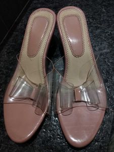 Trendy Nude Pink 💕Transparent Bow heels