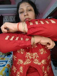 Embroidered Rust 2 Pcs Dress For Karwachauth