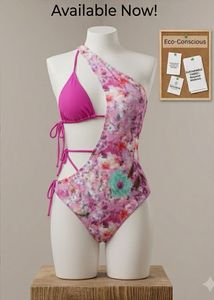 Floral One-Piece Swimsuit with Bikini Top