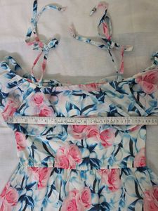 Floral Print Cold Shoulder Dress for Girls