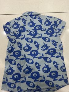 Cute Blue Fish Print Shirt