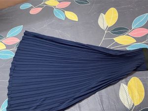 Navy Blue Pleated Skirt for Women